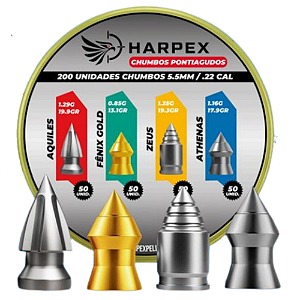 Chumbinho Pressão Combo Pack 4 Pontiagudos - 5.5mm 200 Unidades Para Carabina - Precisão - 50 Aquiles 50 Fenix Gold 50 Pro Zeus X 50 Athenas