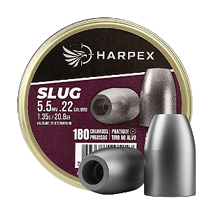 Chumbinho Slug Alta precisão e penetração 5.5mm (.22) 180 Unidades- Harpex