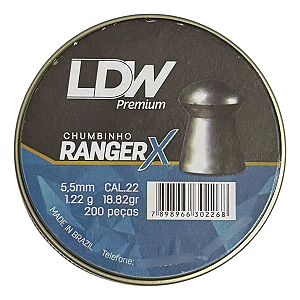 Chumbinho Ranger X Premium 5.5mm (.22) 200 Unidades 1.22g Precisão e Penetração