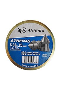Chumbinho Athenas 6.35mm (.25) 1,5g 180 Und Pontiagudos Perfuração Harpex