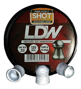 Chumbinho LDW Diabolo Shot 5,5mm (.22)0 0.80g 100 Unidades Alta Precisão e Penetração