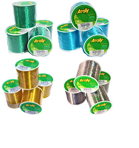 Linha Pesca Araty Superflex 100g com 4 Unidades, Diversas Medidas Ouro, Verde, Azul, Cinza.