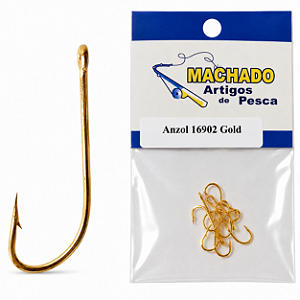 Anzol Para Pesca MAC 16902 Gold 5 Cartelas Diversos Tamanhos Nº1 2 4 6 8 10 12 14 16