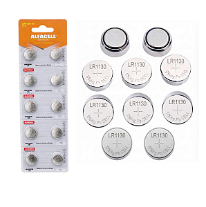 Bateria Pilha Alfacell AG10 LR1130 Alcalina Zinco Cartela C/10 Unidades