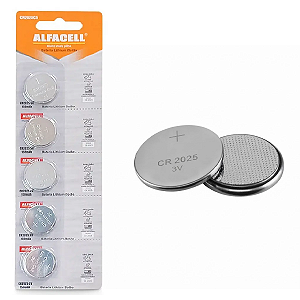 Bateria Pilha Botão Lithium Cr2025 Alcalina 3v 150mAh 1 Cartela com 10 Unidades