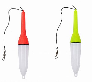 Boia Torpedo Luminosa 45gr Com Led Para Pesca Noturna Vermelho ou Amarelo 19cm
