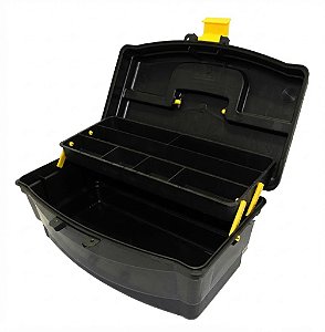 Maleta Caixa HI Pesca Organizadora Preto 1 Bandeja 29x16cm Com 7 Divisorias Na Bandeja Preto