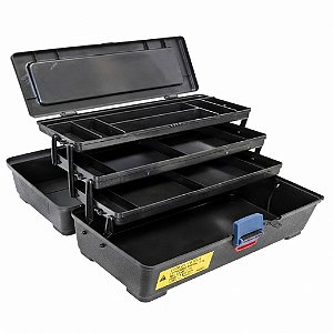 Caixa Organizadora Maleta Pesca Emifran C/3 Bandeja 37x19cm Com 15 Divisorias nas Bandejas