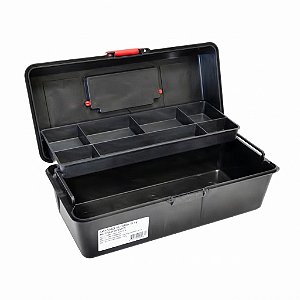 Caixa Maleta Organizadora Pesca Emifran Preto C/1 Bandeja 31x15cm Com 7 Divisorias na Bandeja