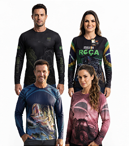 Camisa em Poliéster com Elastano + UV50 Conforto Térmico Superior, Toque Macio e Máxima Qualidade