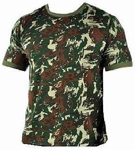 Camiseta Manga Curta Camuflado Militar confeccionada 100% Algodão Tamanhos M G