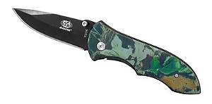 Canivete Tático Albatroz Camuflado 19cm K205 Lamina Lisa de Aço inox