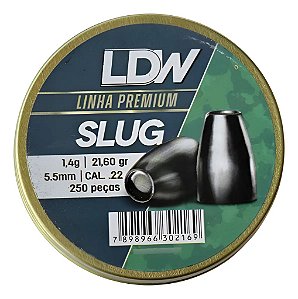 Chumbinho LDW Slug Linha Premium 5.5mm (.22) 1,4g Alta Perfuração 250 peças