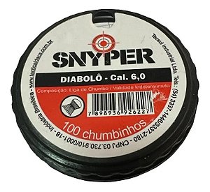Chumbinho Snyper Diabolô Alta Pressão Carabina 6.0mm 1,3g C/100 Unidades Alto Impacto