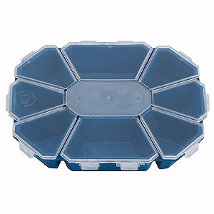 Estojo Maletinha Organizadora HI Oitavado 10X13cm Azul ED08A em Polipropileno Tampa Transparente