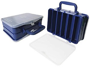 Estojo Organizadora Maleta HI Para Pesca Duplo 20X13cm Azul 12 Divisórias em Polipropileno