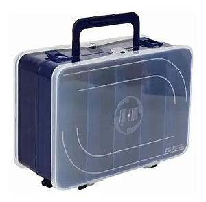 Estojo Organizadora Maleta HI Para Pesca Dupla 20X13cm Azul 21 Divisórias em Polipropileno P/iscas, Snap, Chumbos, Giradores etc.