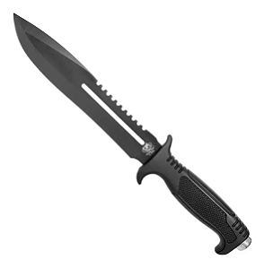 Faca Esportiva Albatroz 34cm Lamina Afiada em Aço Preto K159 Para Pesca, Caça ou Mergulho