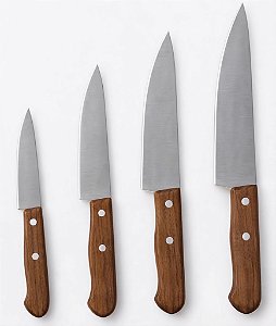 Faca de Cozinha Wooden Style Facas em Aço Inox em Diveros Tamanhos Cabo de Plástico Estilo Madeira