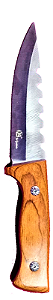 Faca Esportiva SQ4179 Afiada de Aço inoxidável Cabo de Madeira 29cm Para Caça, Pesca, Acampamento.