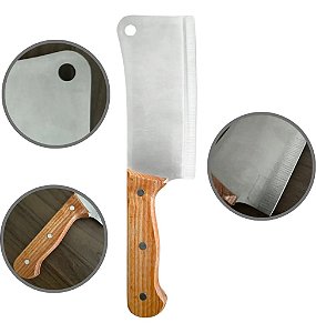 Faca Cutelo Profissional 6" Polegadas Cabo de Madeira Lamina em Aço Inox 27,5cm SQ4606 Alta Qualidade e Durabilidade