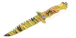 Faca Xingu Esportiva Camuflado C/Mini Bússola 30cm XV2562 Lamina Lisa + Serrilhada em Aço Inox