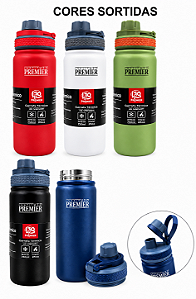 Garrafa Isotérmica Premier Sport de 550ML em Aço Inox Cores Sortidas Sua Bebida na Temperatura Ideal, Camping, Caça, etc.