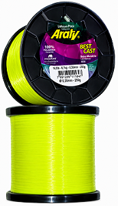 Linha Araty Para Pesca Best Cast Cor Amarelo C/Diversas Medidas 0.25 0.30 0.35mm