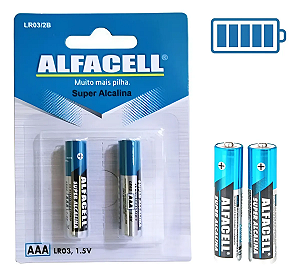 Pilha Alfacell Super Alcalina Palito AAA LR032B 1.5V C/2 Energia Duradoura e Confiável para Seus Dispositivos