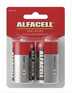 Pilha Alfacell Comum Grande 1.5V C/2un R20P/2B Cilíndrica