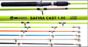 Vara de Pesca Safira C Casting 30lbs 1,65M 2 Partes Cores Sortida Para Carretilha Fibra de Vidro Maciça