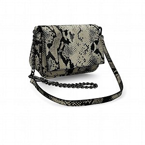 Bolsa Crossbody Couro Puro Cobra Alça de Corrente