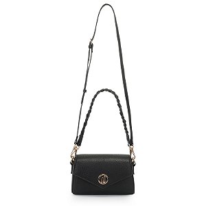 Bolsa Transversal Pequena Com Alca Trancada PRETO
