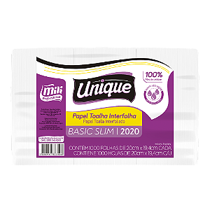 Toalha Interfolha Unique Basic Slim 17G |  Pacotes com 1000FLS 19,4CM x 20CM