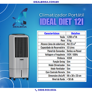 CLIMATIZADOR IDEALBRISA RESIDENCAL IDEAL DIET 12i - 12 LITROS - 110V