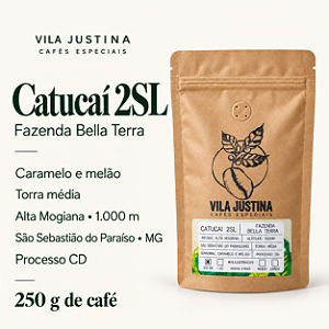 Café Especial Catucaí 2SL - Sensorial Caramelo e Melão 86pts da Faz. Bella Terra - 250g