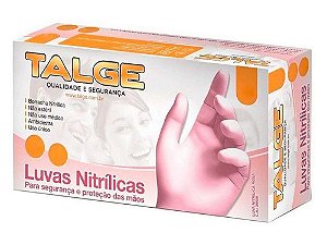 Luva Nitriilica Talge sem Pó Rosa M - C/100 un