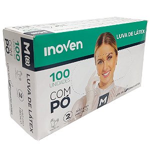 Luva de Látex com Pó Tamanho M Inoven Caixa 100 Unidades