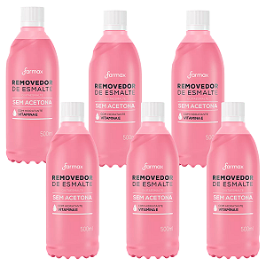 Removedor de esmalte Farmax 500ml - Kit com 6 unidades