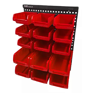 Painel Gaveteiro c/ 15 Caixas-Vermelho - Sigma Tools