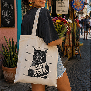 Bolsa Ecobag 100% algodão Estampa ATIREI O PAU NA DONA CHICA