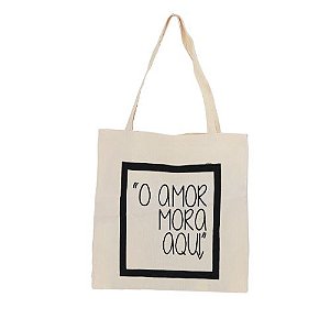 Bolsa Ecobag 100% algodão Estampa AMOR MORA AQUI