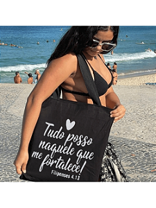 Bolsa Ecobag  100% algodão Black Estampa TUDO POSSO
