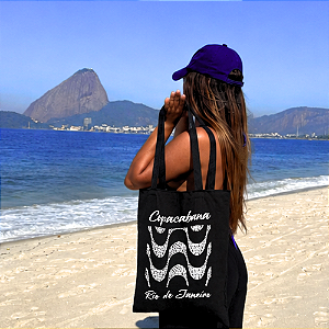Bolsa Ecobag PRETA 100% Algodão Estampa COPA RIO Reutilizável Estilosa