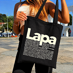 Bolsa Ecobag PRETA 100% Algodão Estampa LAPA Reutilizável Estilosa