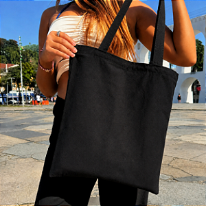 Bolsa Ecobag PRETA 100% Algodão Estampa CRUA Reutilizável Estilosa
