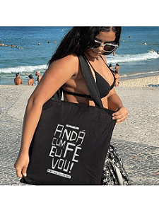 Bolsa Ecobag 100% algodão Black Estampa ANDA CUM FÉ