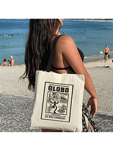 Bolsa Ecobag 100% algodão Estampa GLOBO (Alça preta)