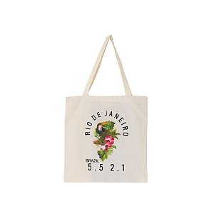 Bolsa Feminina Ecobag  100% algodão Estampa +55 21 TROPICAL