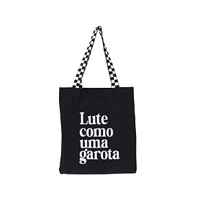 Bolsa Feminina Ecobag 100% algodão Black LUTE GAROTA xadrez